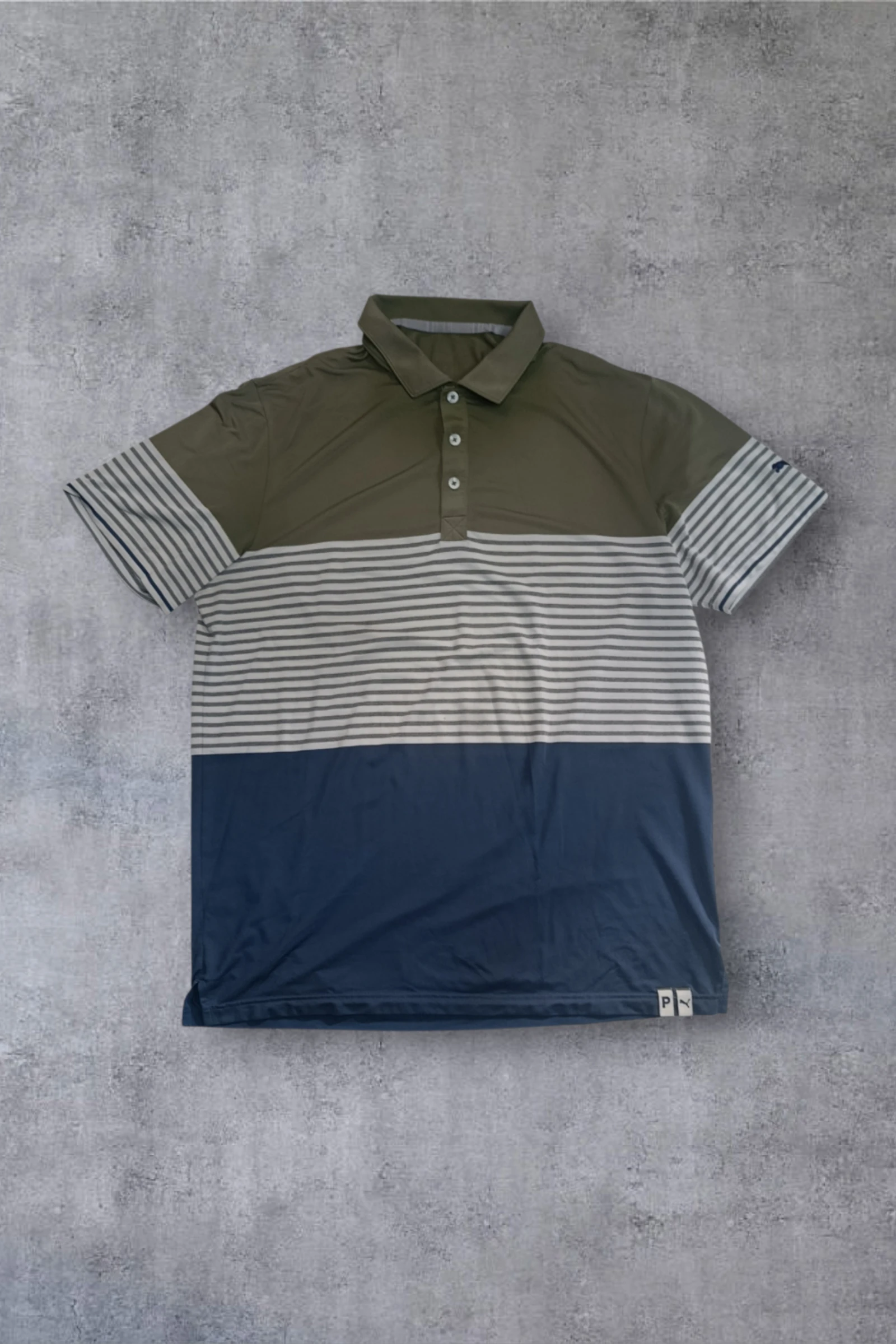 | Polo Puma Golf Hombre | Tricolor Rayas Diseño | Colorblock | Talla XL |